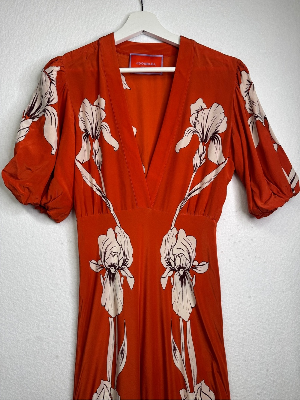 La DoubleJ Marlene Iris Placée Silk Orange Maxi Dress in Medium - Picture 9 of 15